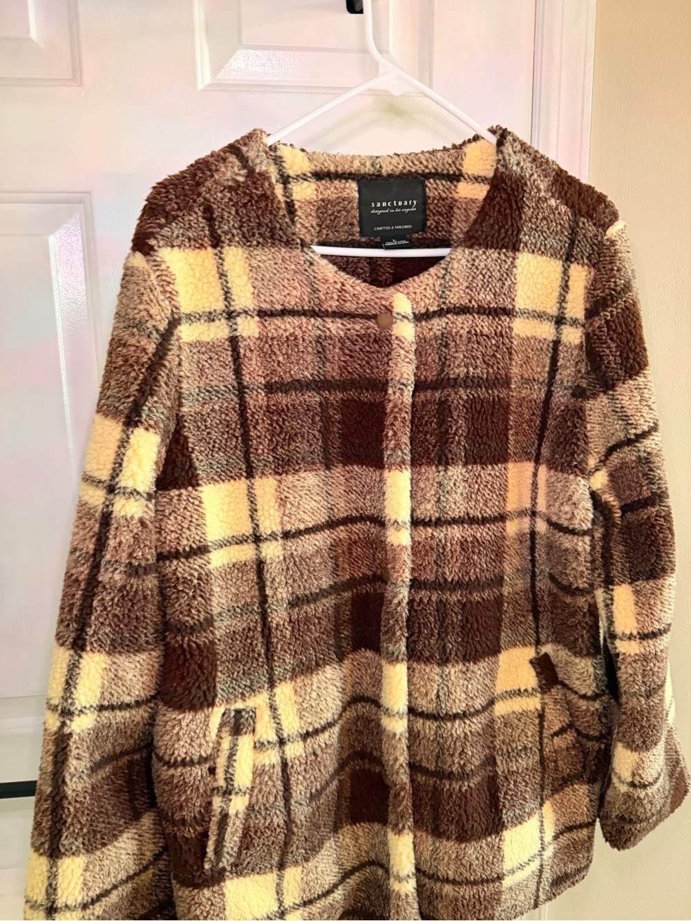Sanctuary Brown Plaid Plush Jacket